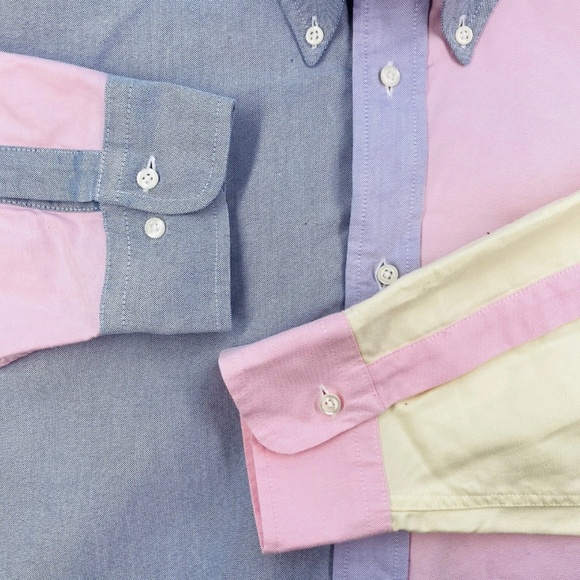 Brooks Brothers Oxford Colorblock Fun Shirt Button-Down Preppy Men's XL Pastel - Picture 6 of 8